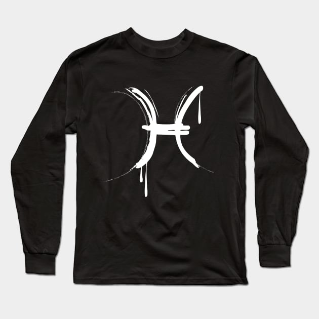 Pisces Zodiac Sign Long Sleeve T-Shirt by Blind Man Studio